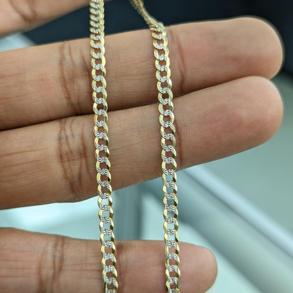 10kt Real Solid Gold Cuban Diamond Cut Chain 3.6mm 22 inch - Picture 12 of 12